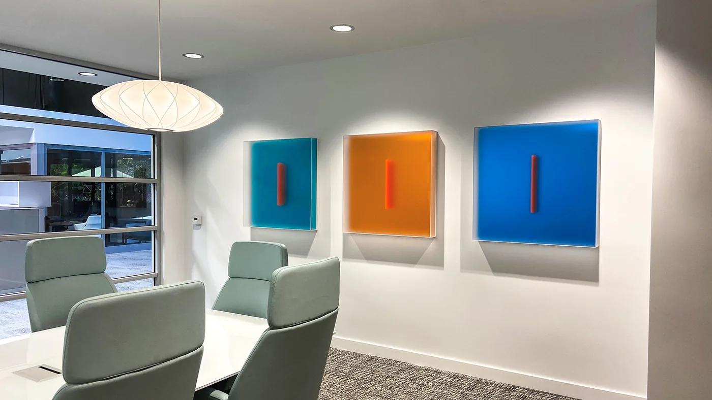 Casper BRINDLE, Untitled, Light Glyph (teal, orange and light blue)