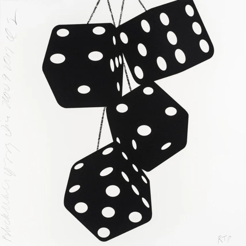 Donald SULTAN, Black White Fuzzy Dice, Nov 9, 2017