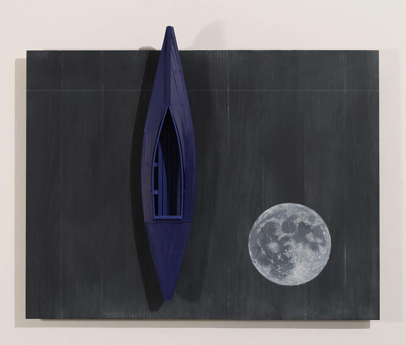 David RUDDELL, Blackboard, Full Moon, Blue Boat