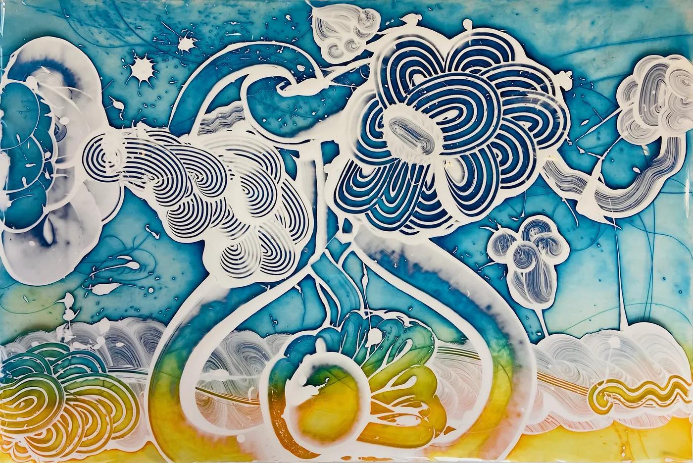 Catherine HOWE, Reverse Mylar Painting (Aqua Girl)
