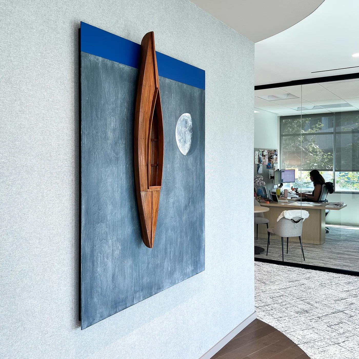 David RUDDELL, Blackboard with Blue Strip, Fir Boat
