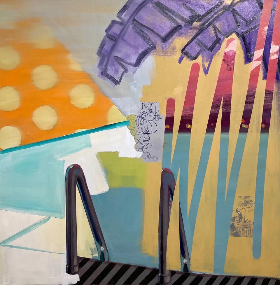 Sheldon GREENBERG, Blur running by a pool in her polka dot bikini