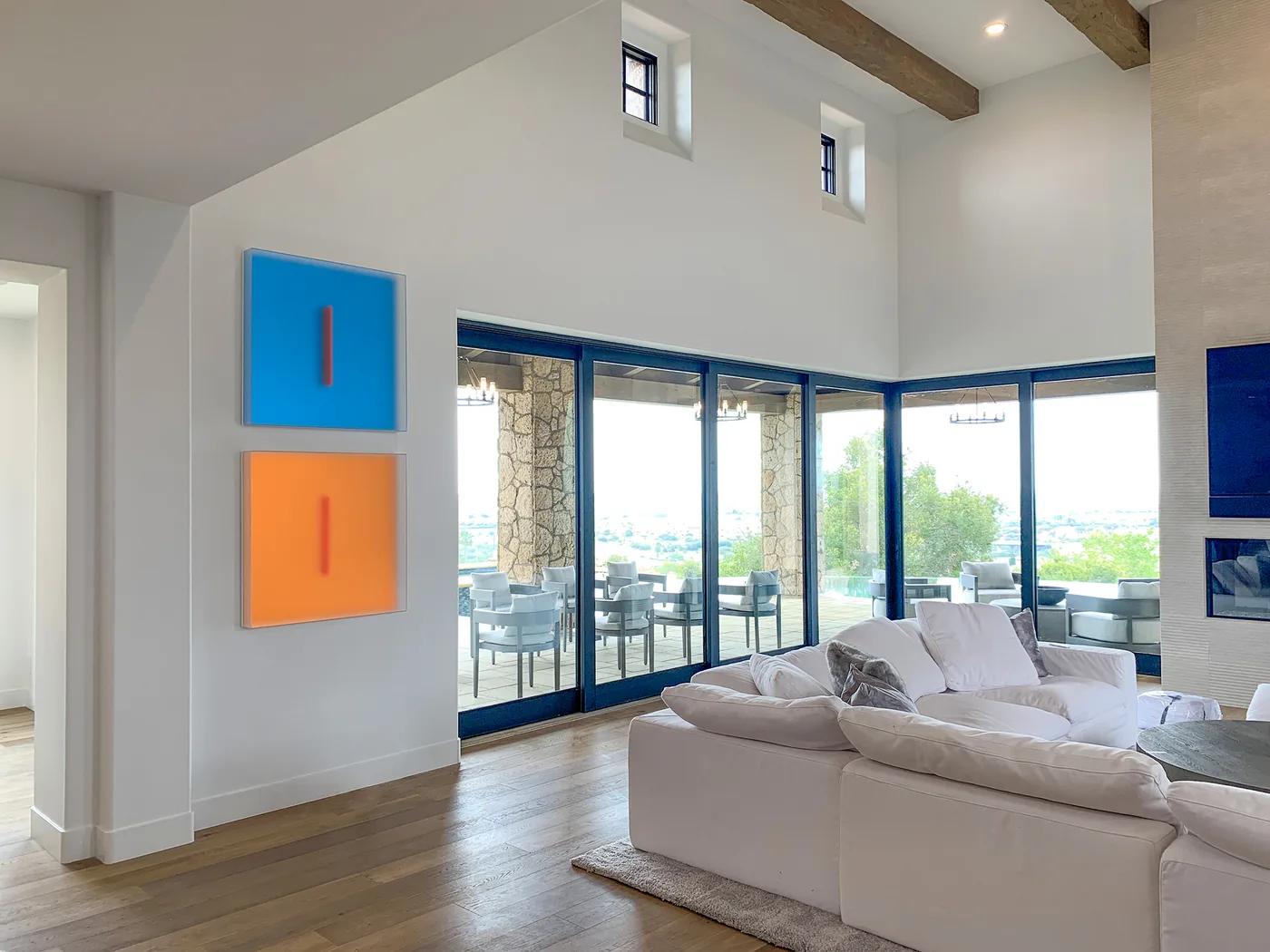 Casper BRINDLE, Untitled, Light Glyphs (light blue and orange)