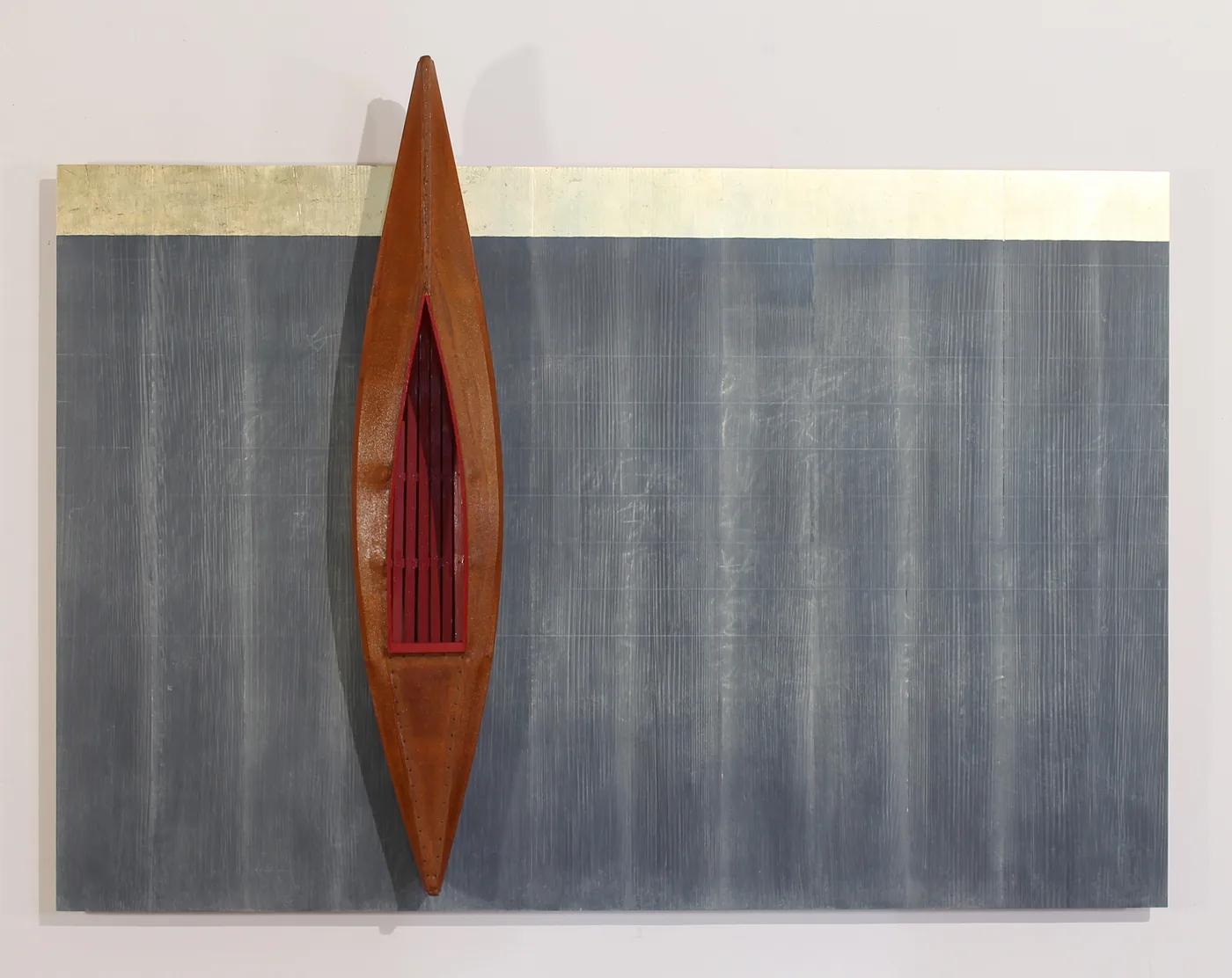 David RUDDELL, Blackboard, Gold Strip, Boat with Red Interior