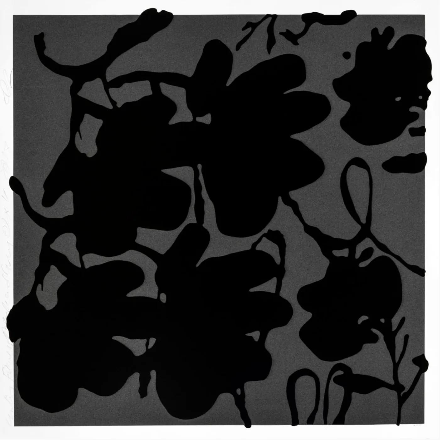 Donald SULTAN, Lantern Flowers, Black and Grey, Oct 4, 2017