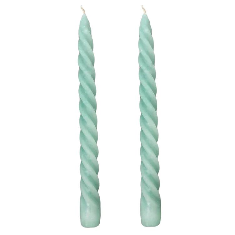 Dupla Vela Castiçal Twist Verde Água