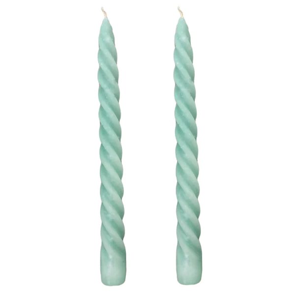 Dupla Vela Castiçal Twist Verde Água