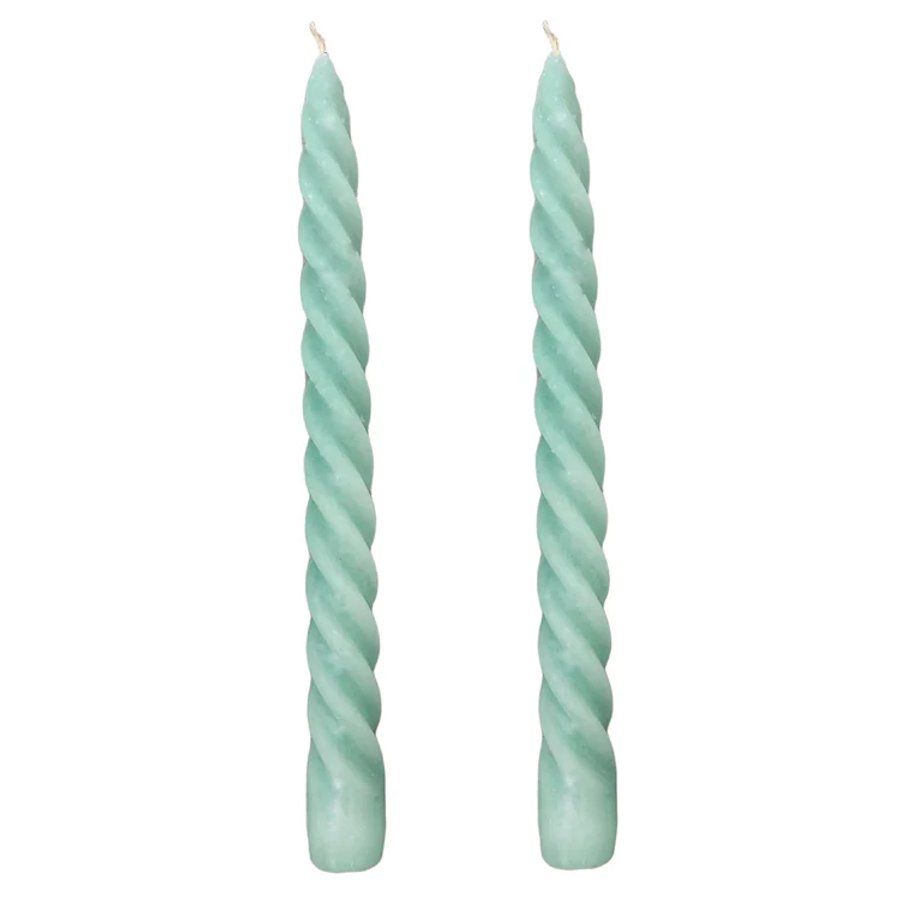 Dupla Vela Castiçal Twist Verde Água