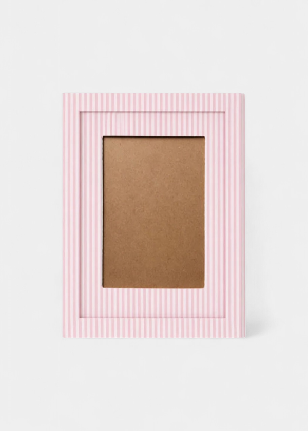 Quadro De Tecido Listrado Rosa