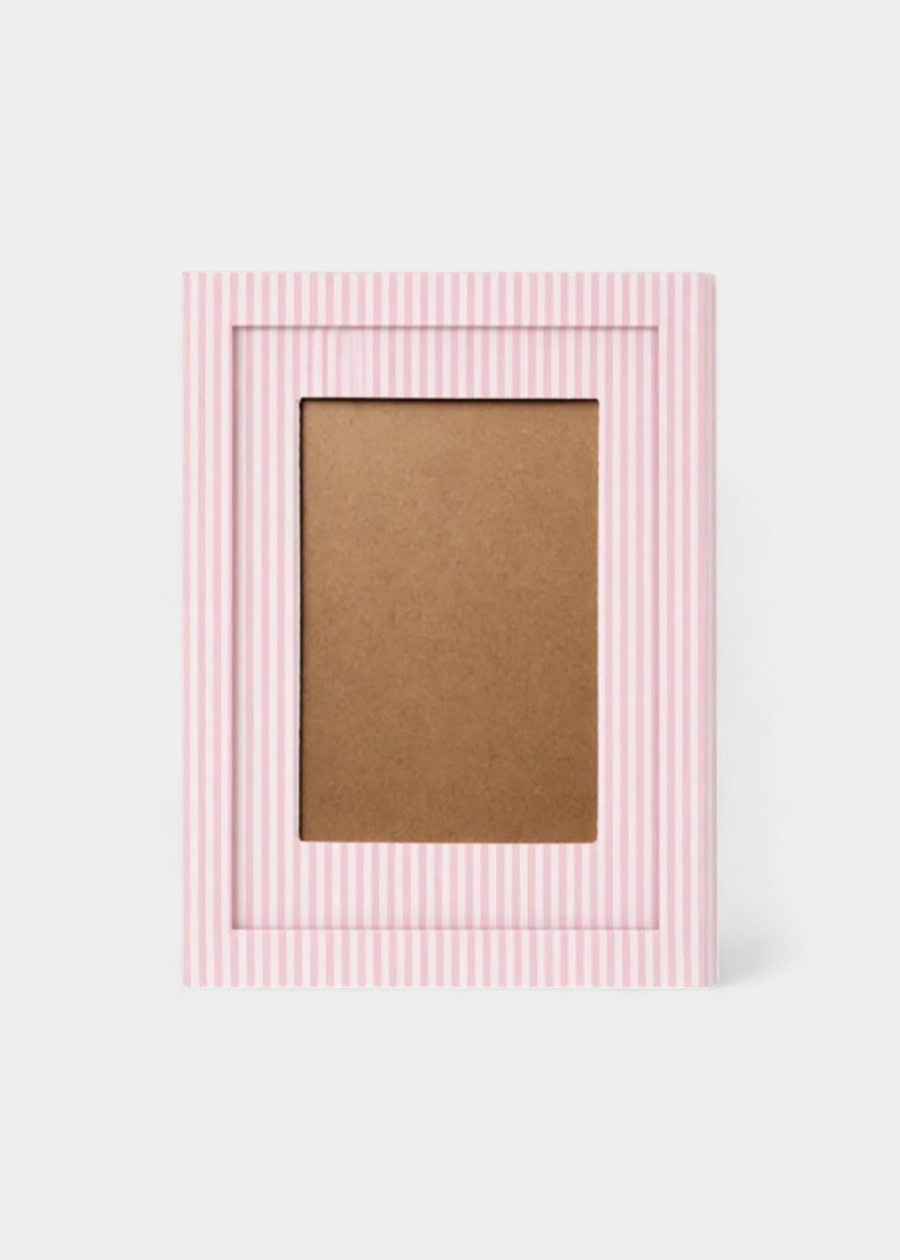 Quadro De Tecido Listrado Rosa