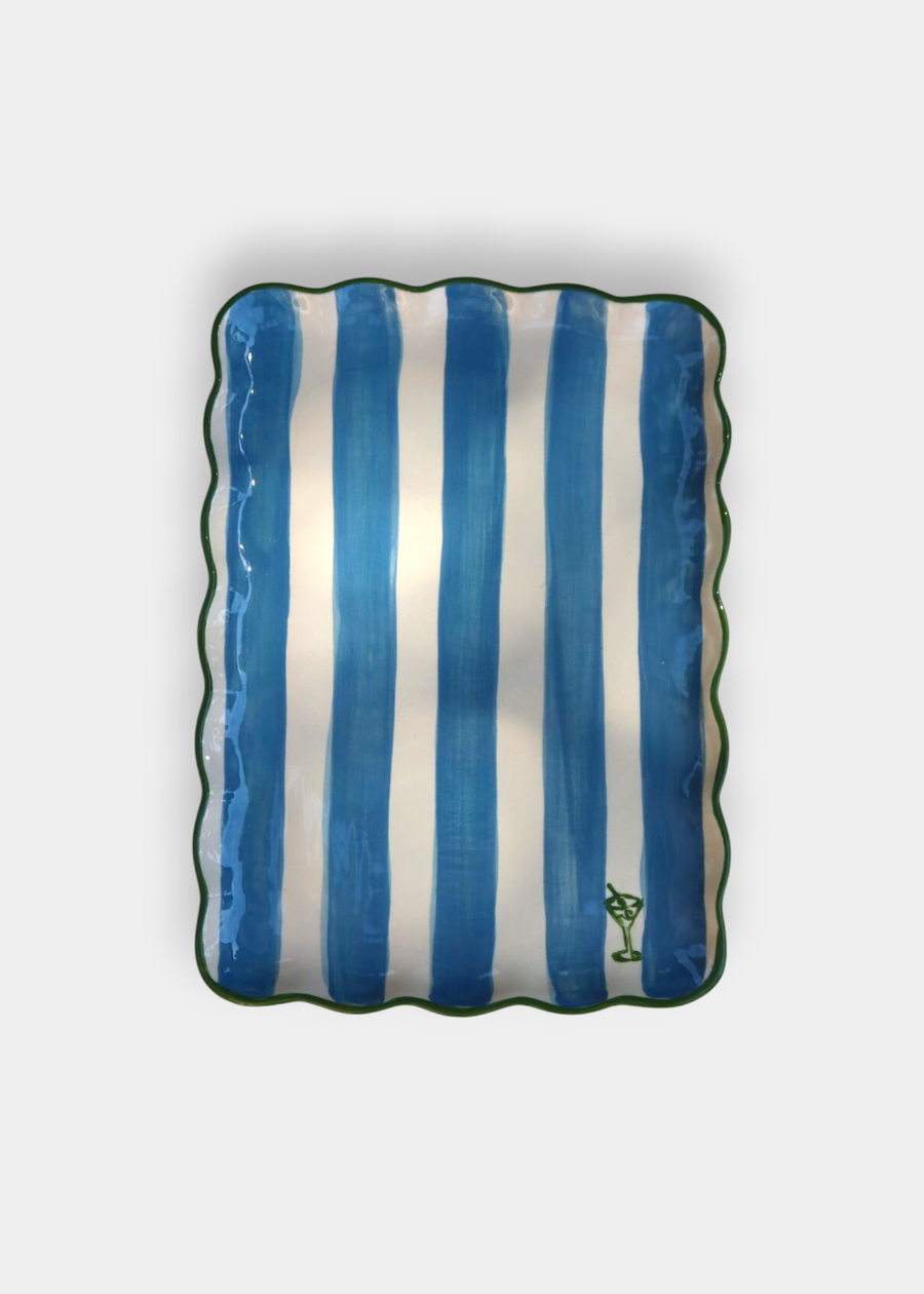 Travessa Stripes Turquesa & Verde