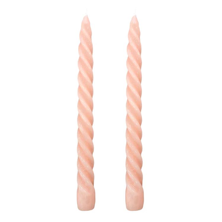 Dupla Vela Castiçal Twist Rosa