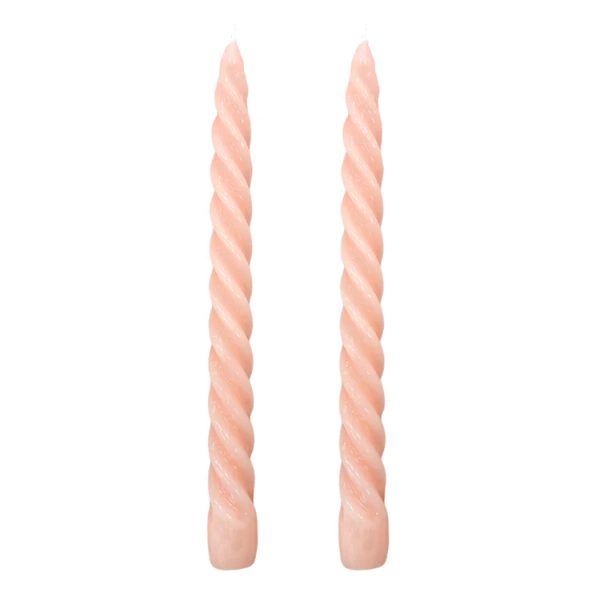 Dupla Vela Castiçal Twist Rosa