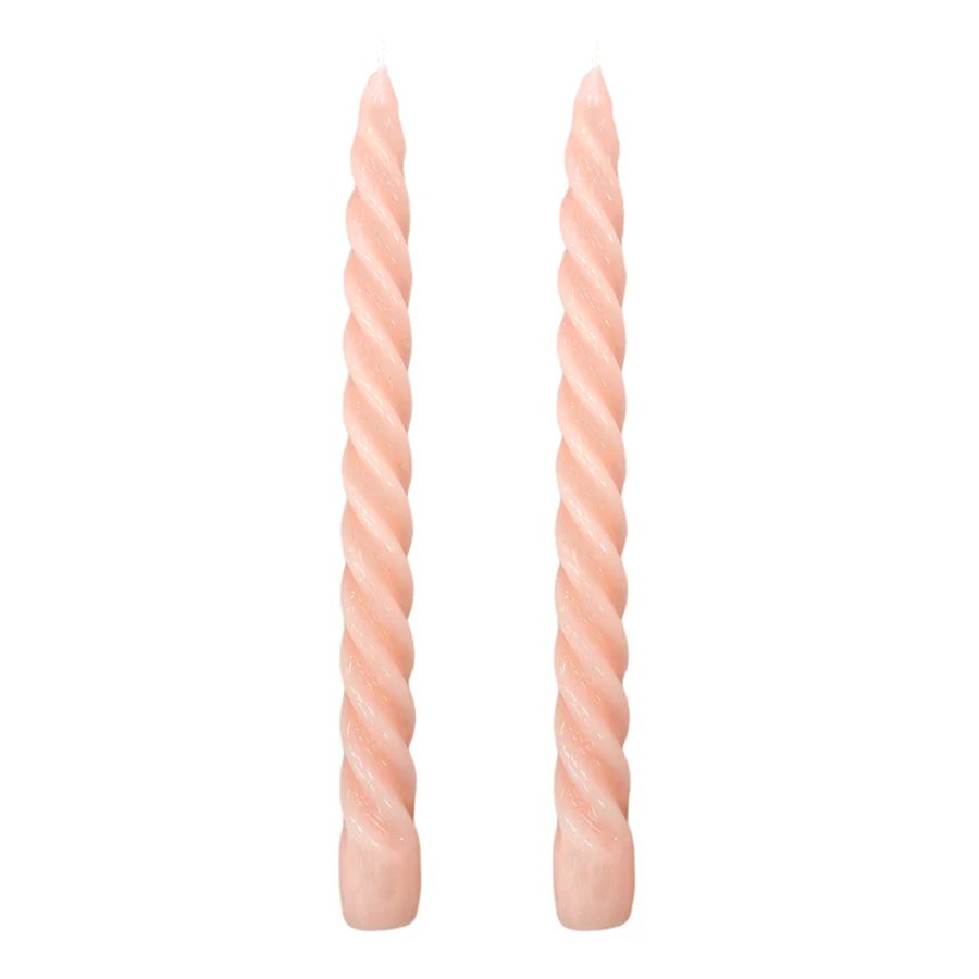 Dupla Vela Castiçal Twist Rosa
