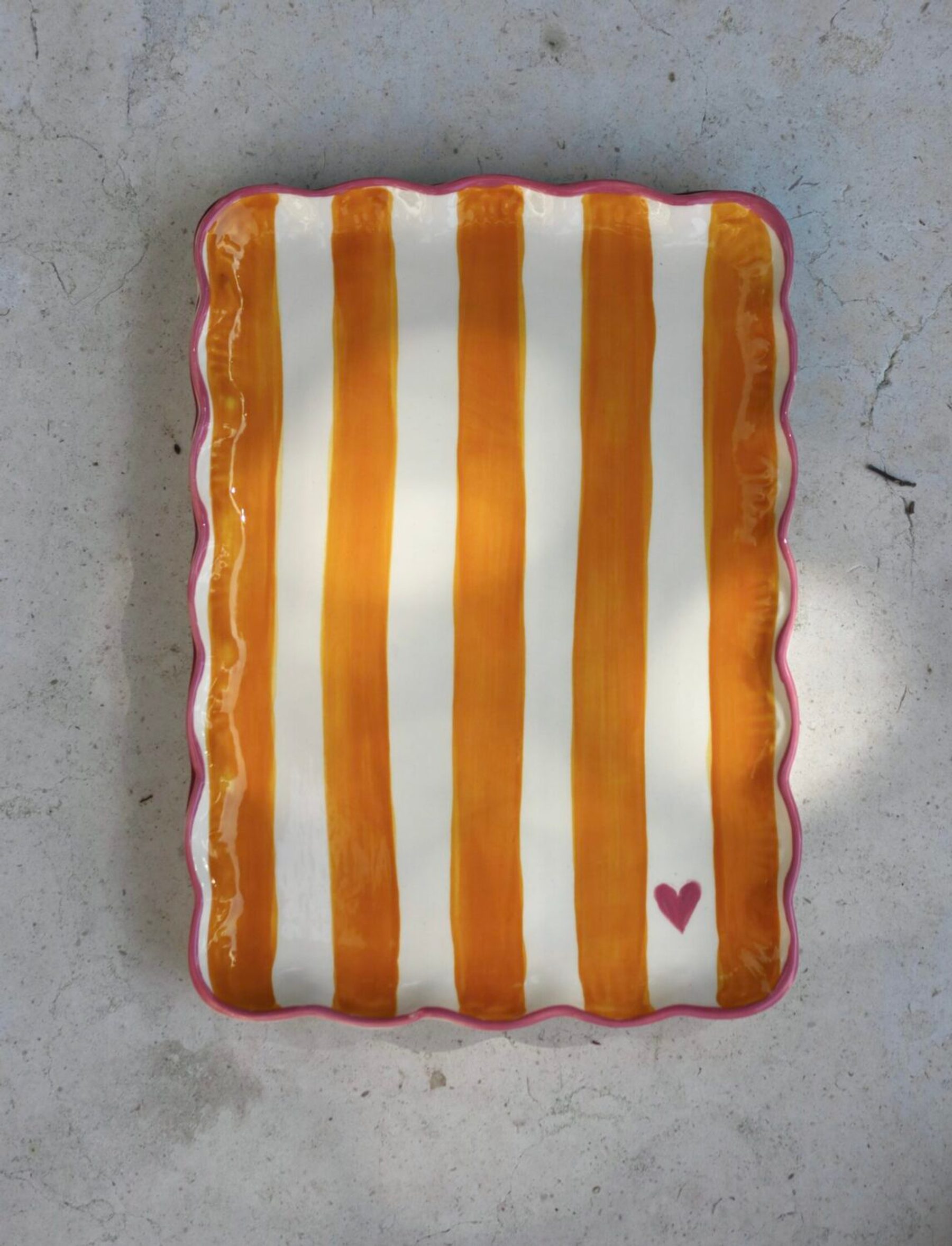 Travessa Stripes Mostarda & Rosa 2