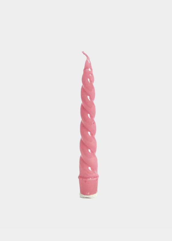 Vela Castiçal Espiral Verniz Rosa Antigo
