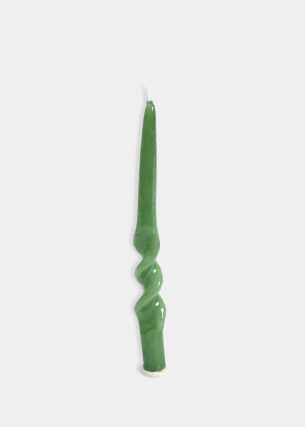 Vela Castiçal Semi Espiral Verde Musgo