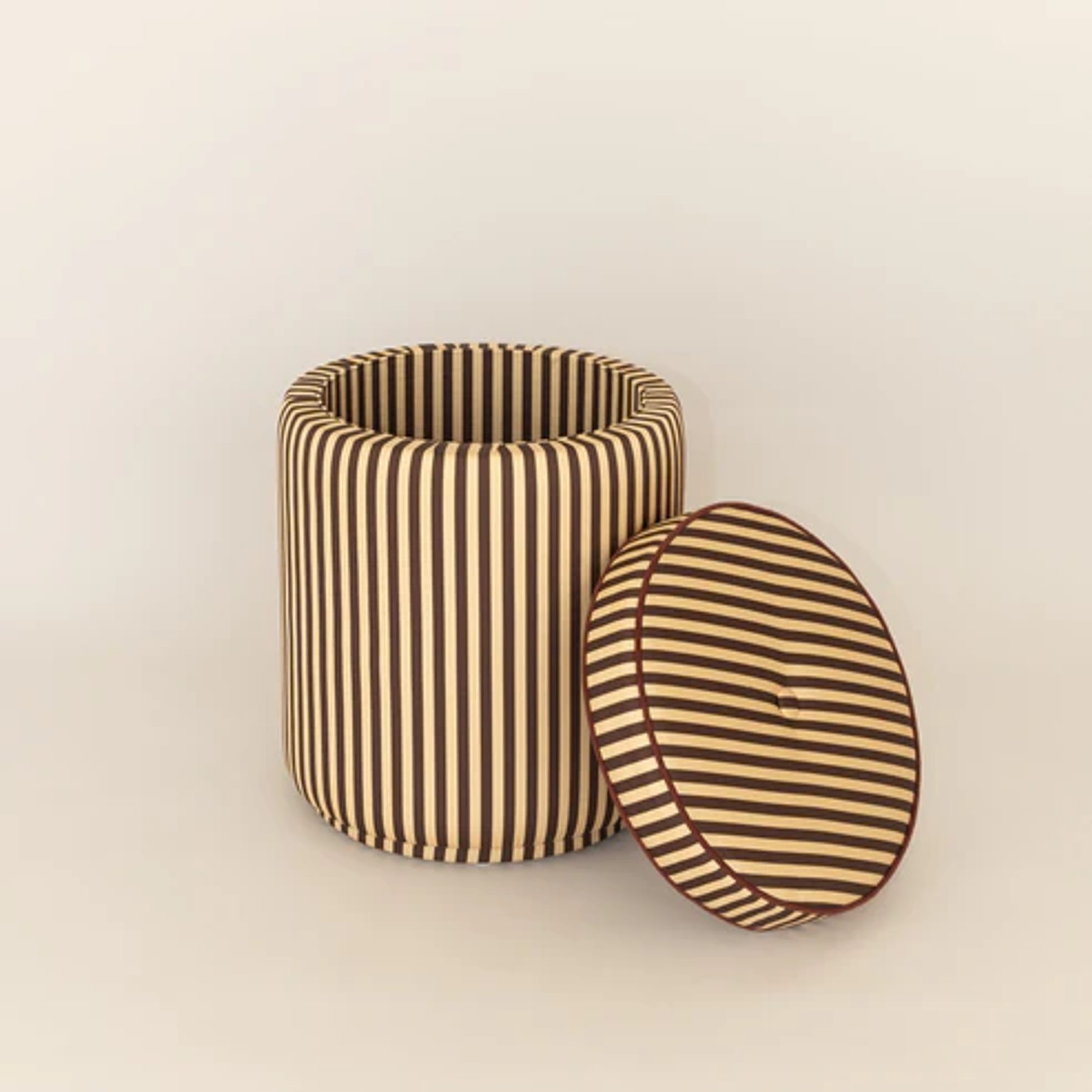 Puff Listrado Champanhe & Cacau 3