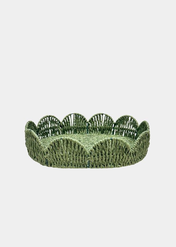 Bandeja Palha Natural Scallop Verde