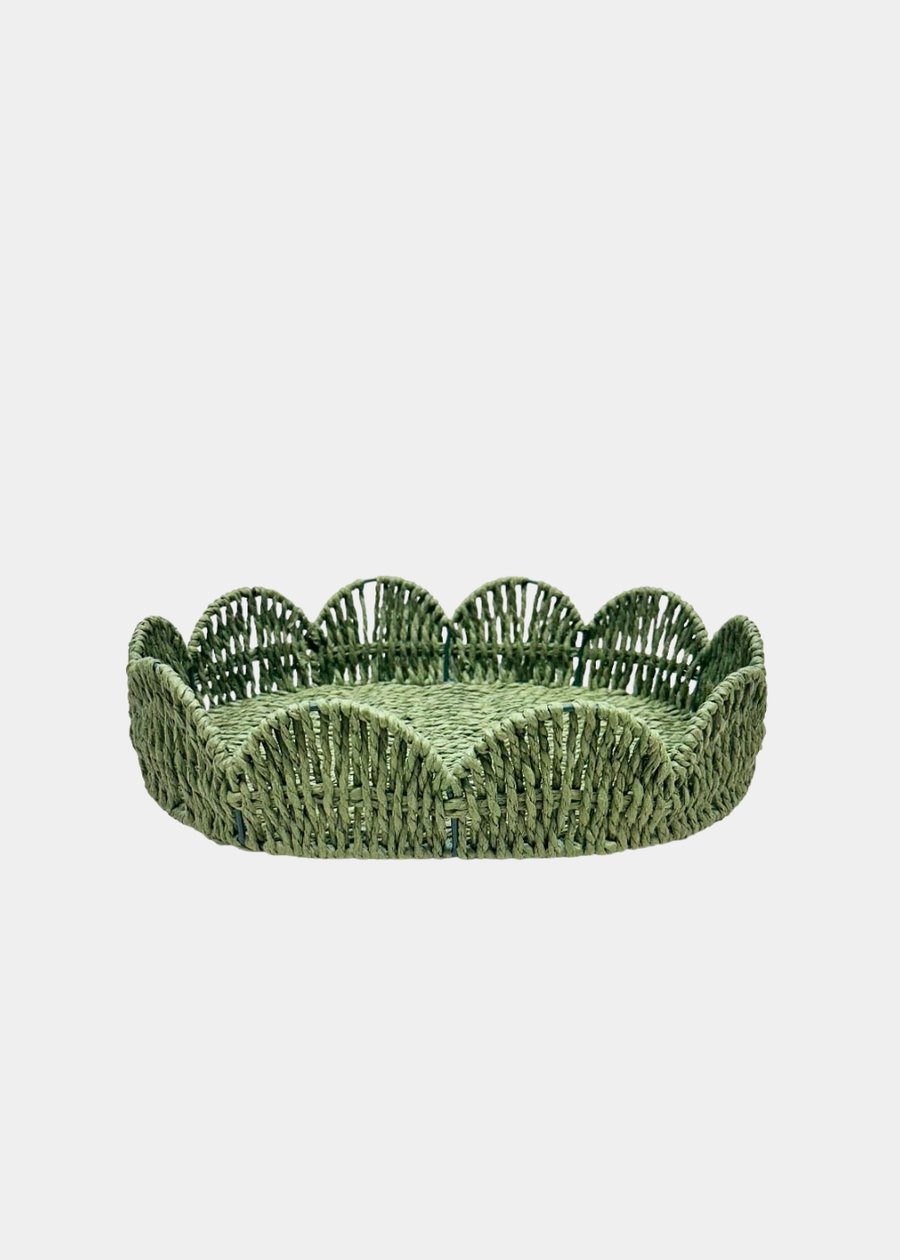 Bandeja Palha Natural Scallop Verde