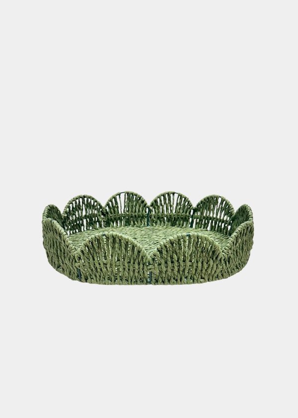 Bandeja Palha Natural Scallop Verde
