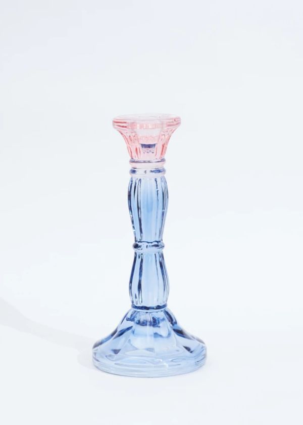 Castiçal Texturizado Bicolor Azul e Rosa G