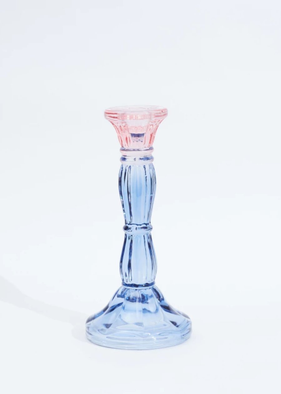 Castiçal Texturizado Bicolor Azul e Rosa G