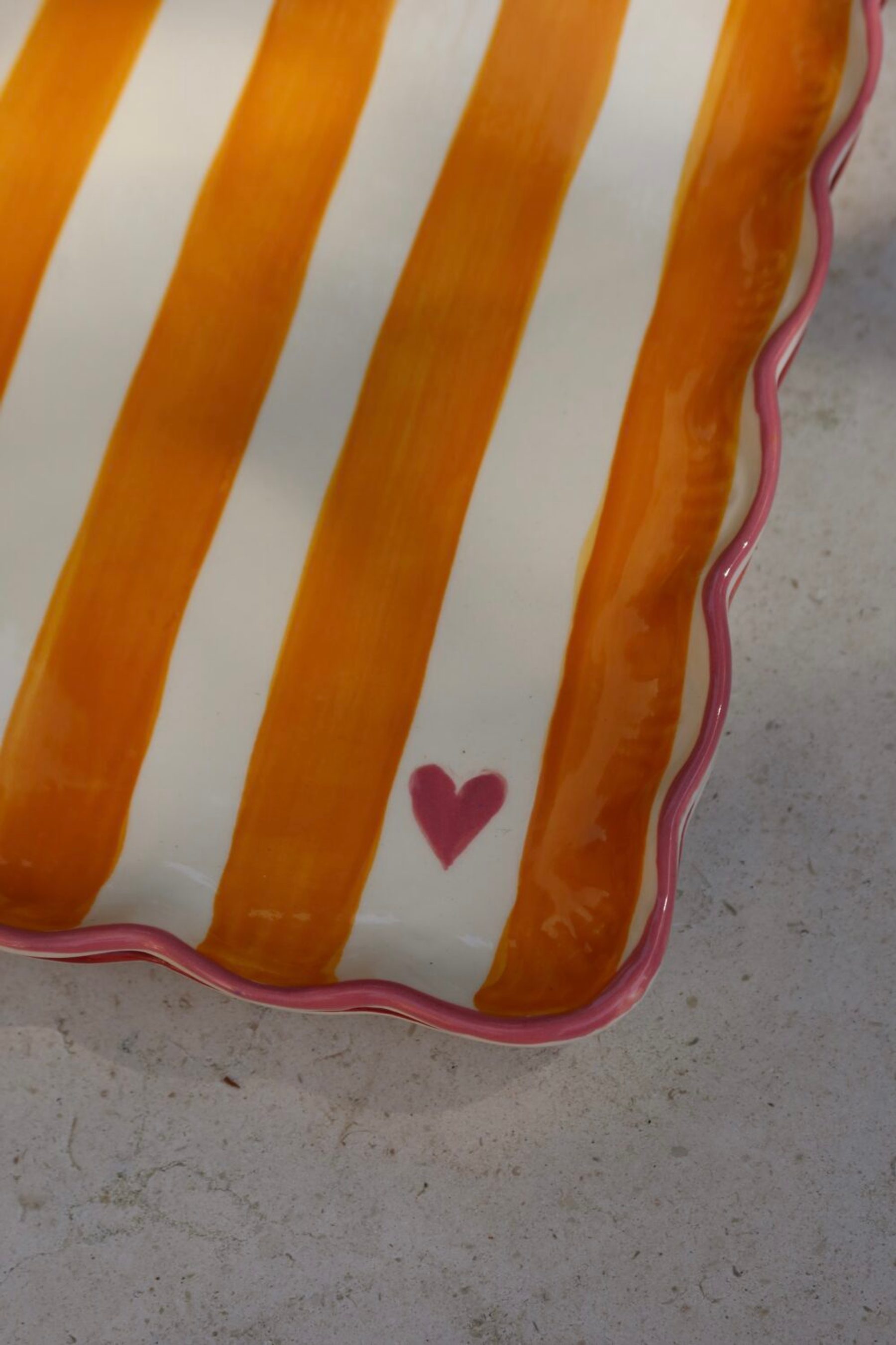 Travessa Stripes Mostarda & Rosa 3