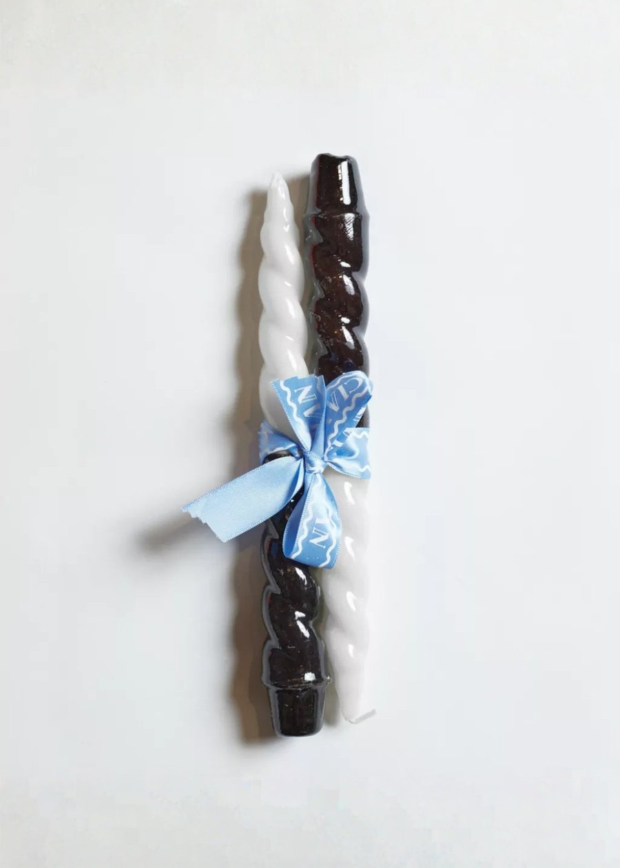 Dupla de Vela Castiçal Duex Preto E Branco