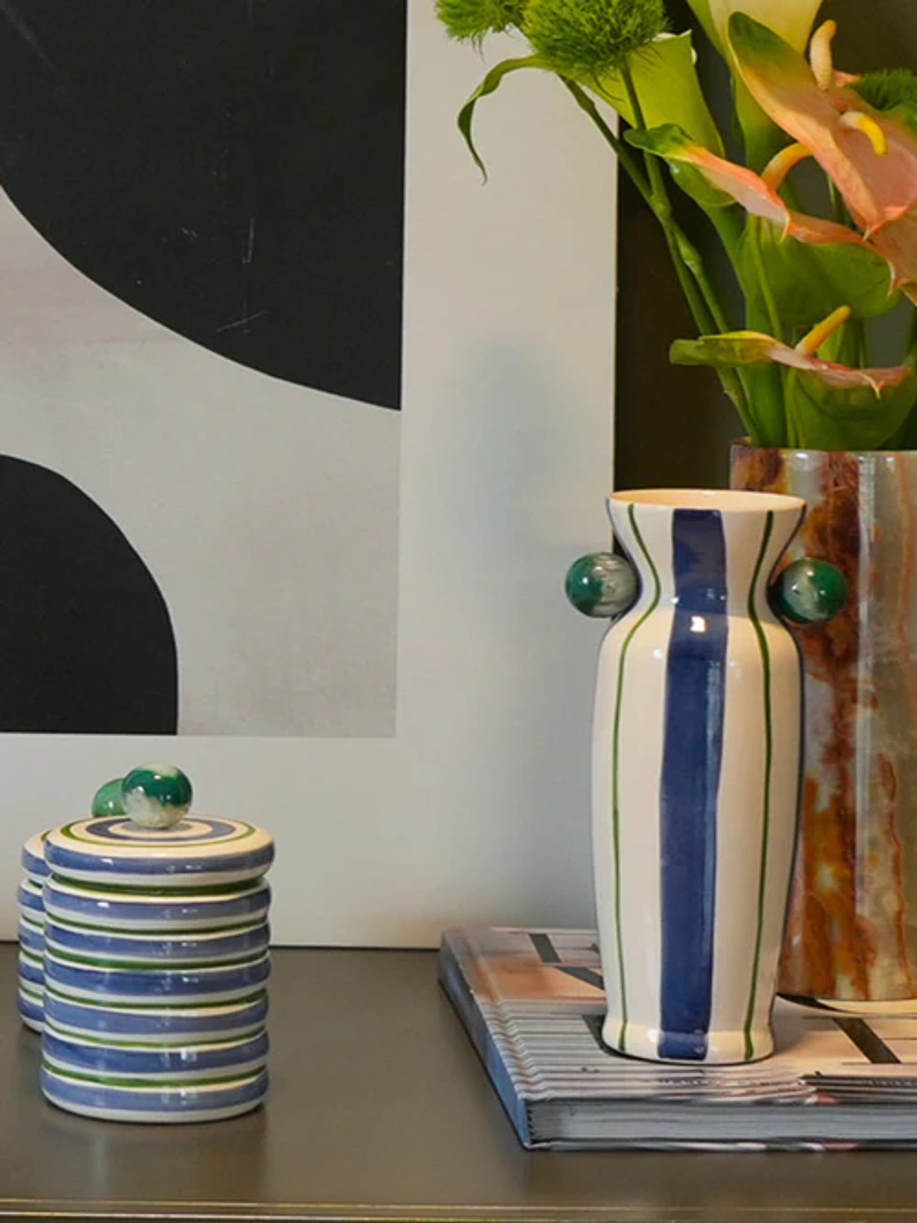 Pote Cerãmica Agata Azul P 2