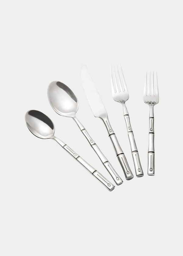 Set 5 Talheres Bambu Prateado