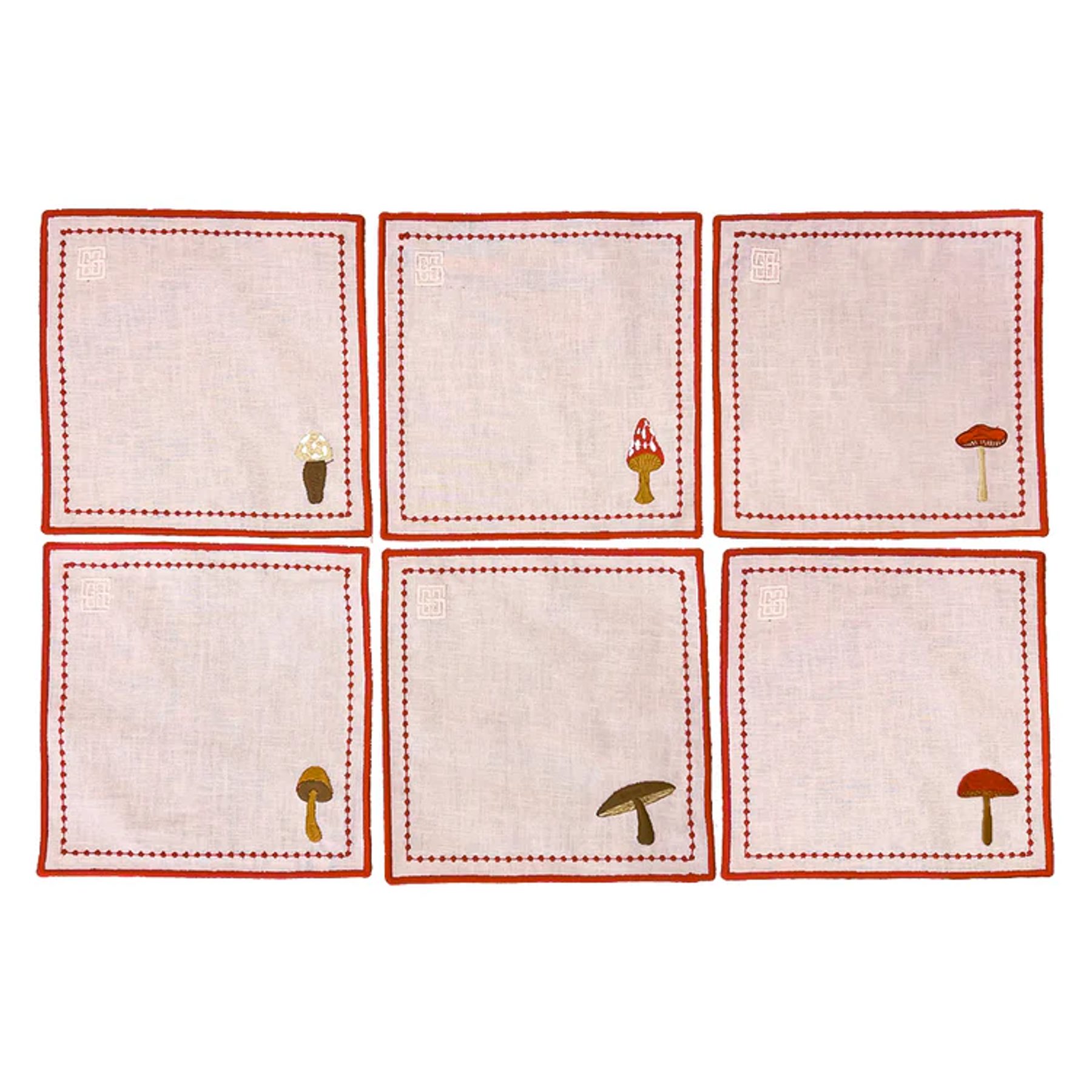 Set Guardanapo Linho Puro Cogumelo Rosado 2