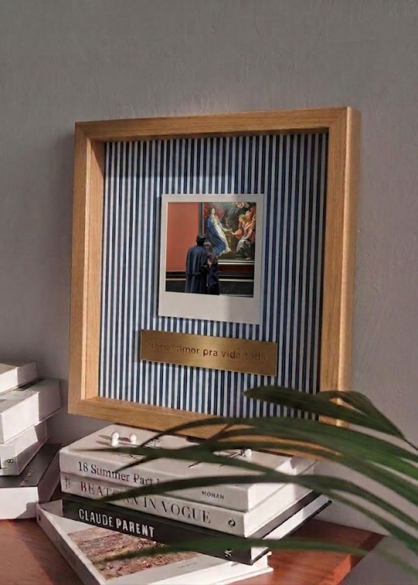 Quadro “Nosso Amor Pra Vida Toda” Com Polaroid Azul