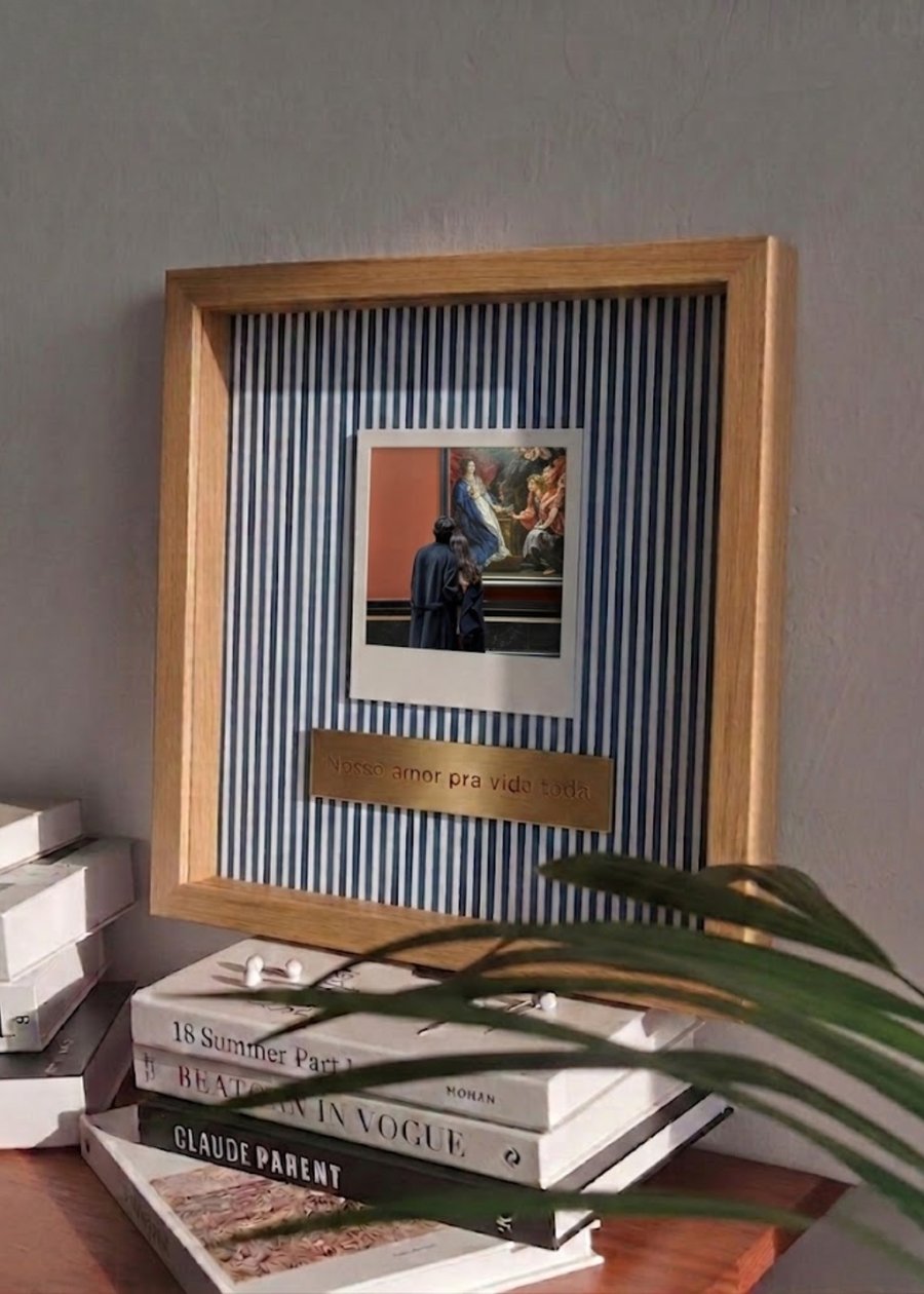 Quadro “Nosso Amor Pra Vida Toda” Com Polaroid Azul