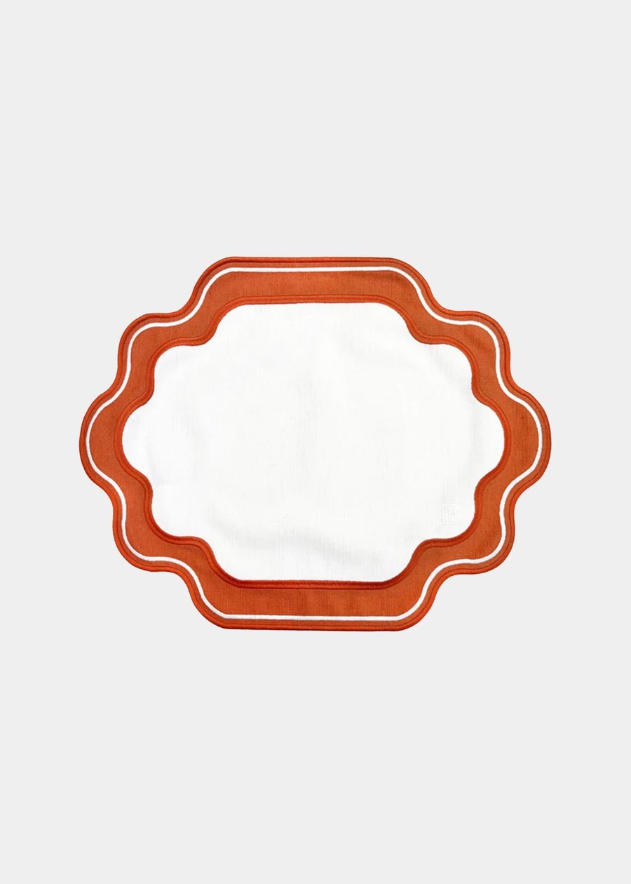 Jogo Americano Ella Branco E Terracota