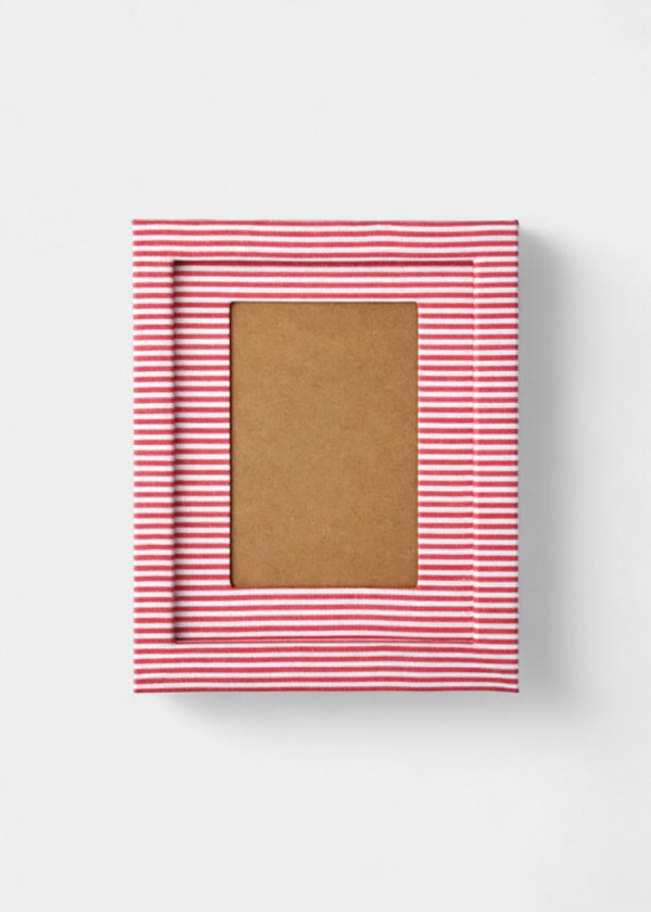 Quadro De Tecido Listrado Vermelho