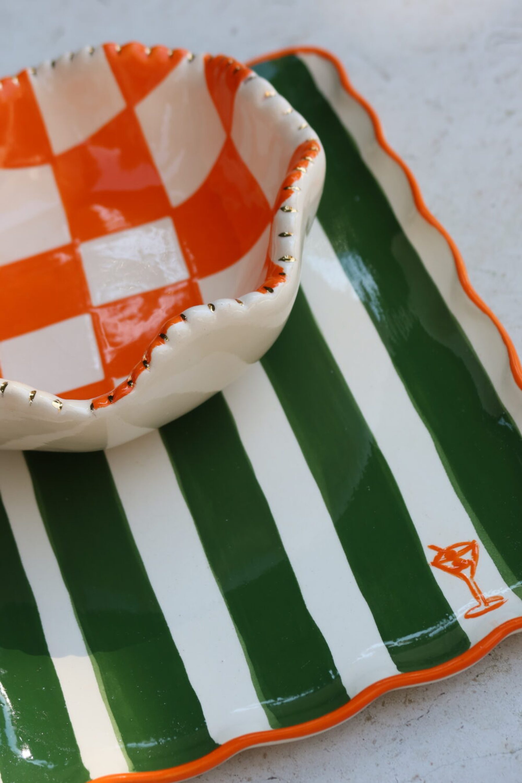 Travessa Stripes Musgo & laranja 3