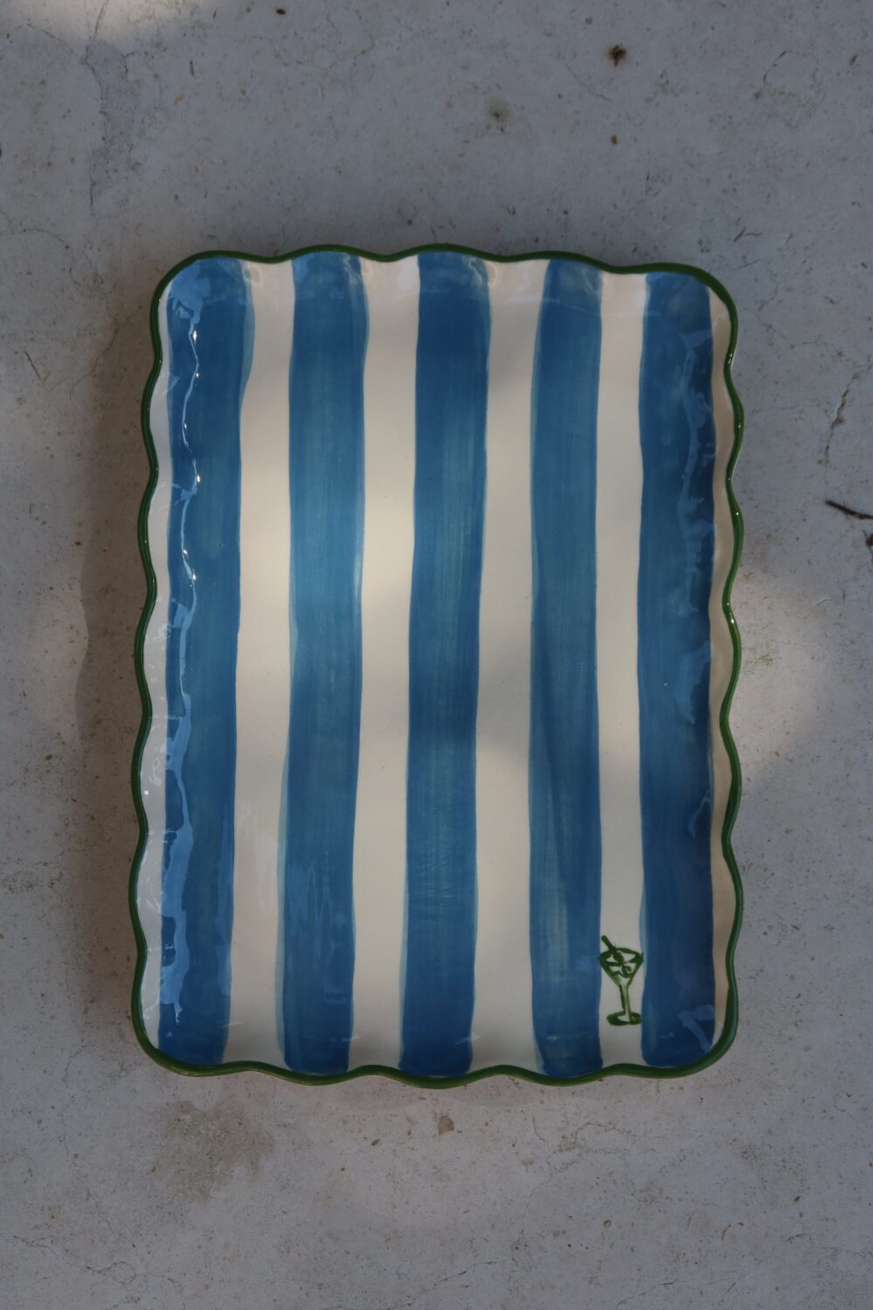 Travessa Stripes Turquesa & Verde 2