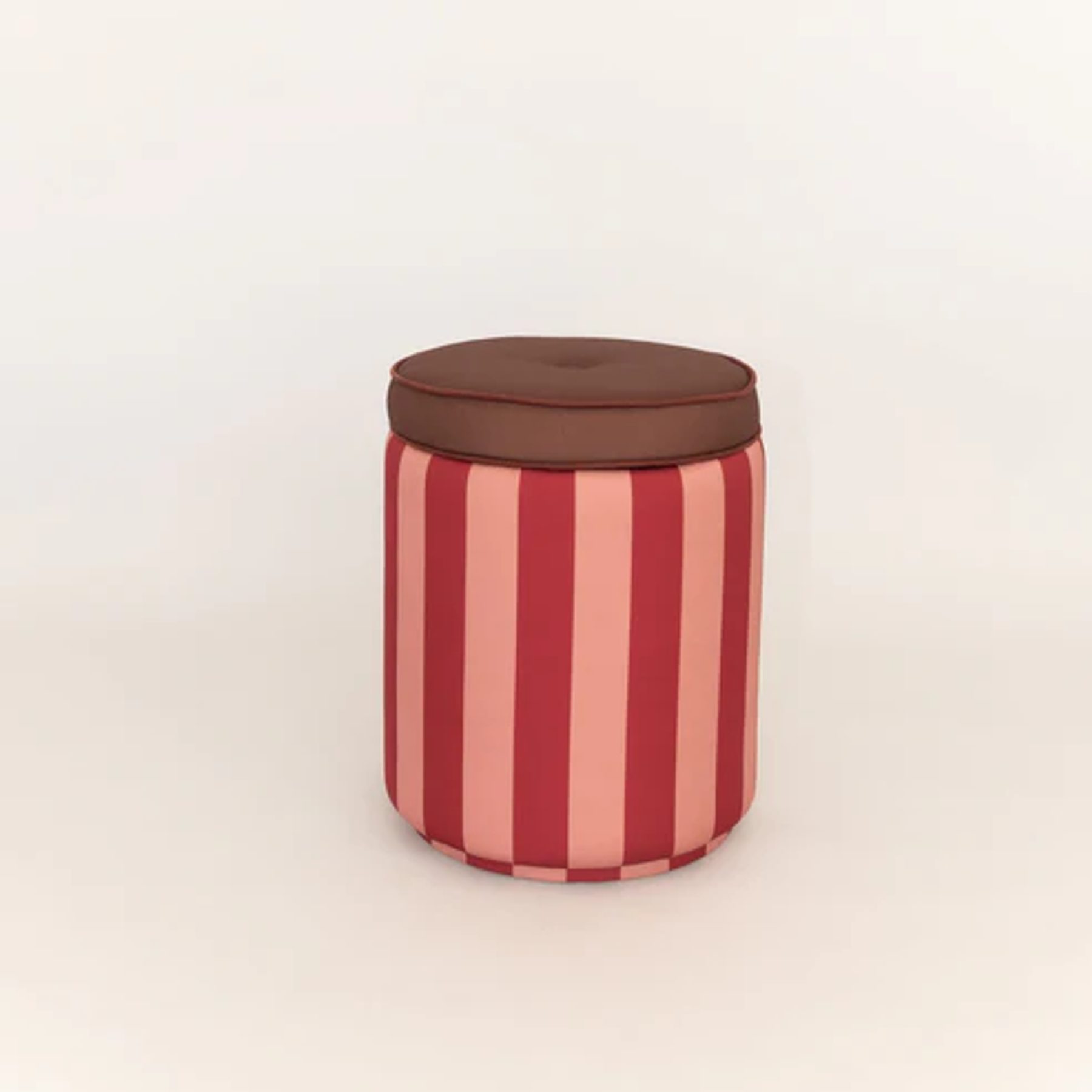 Puff Listrado Rosa Vintage & Vinho Tinto 3