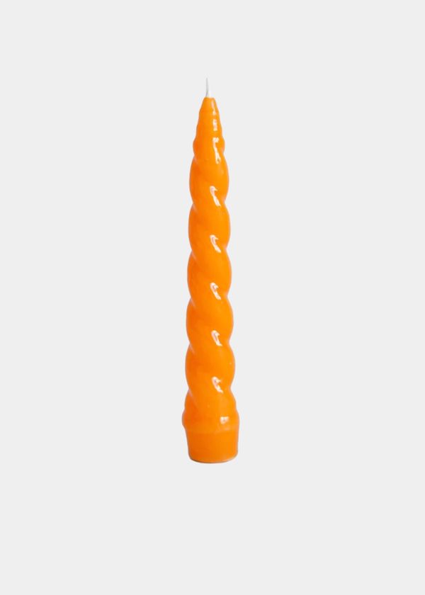 Vela Castiçal Espiral Verniz Laranja