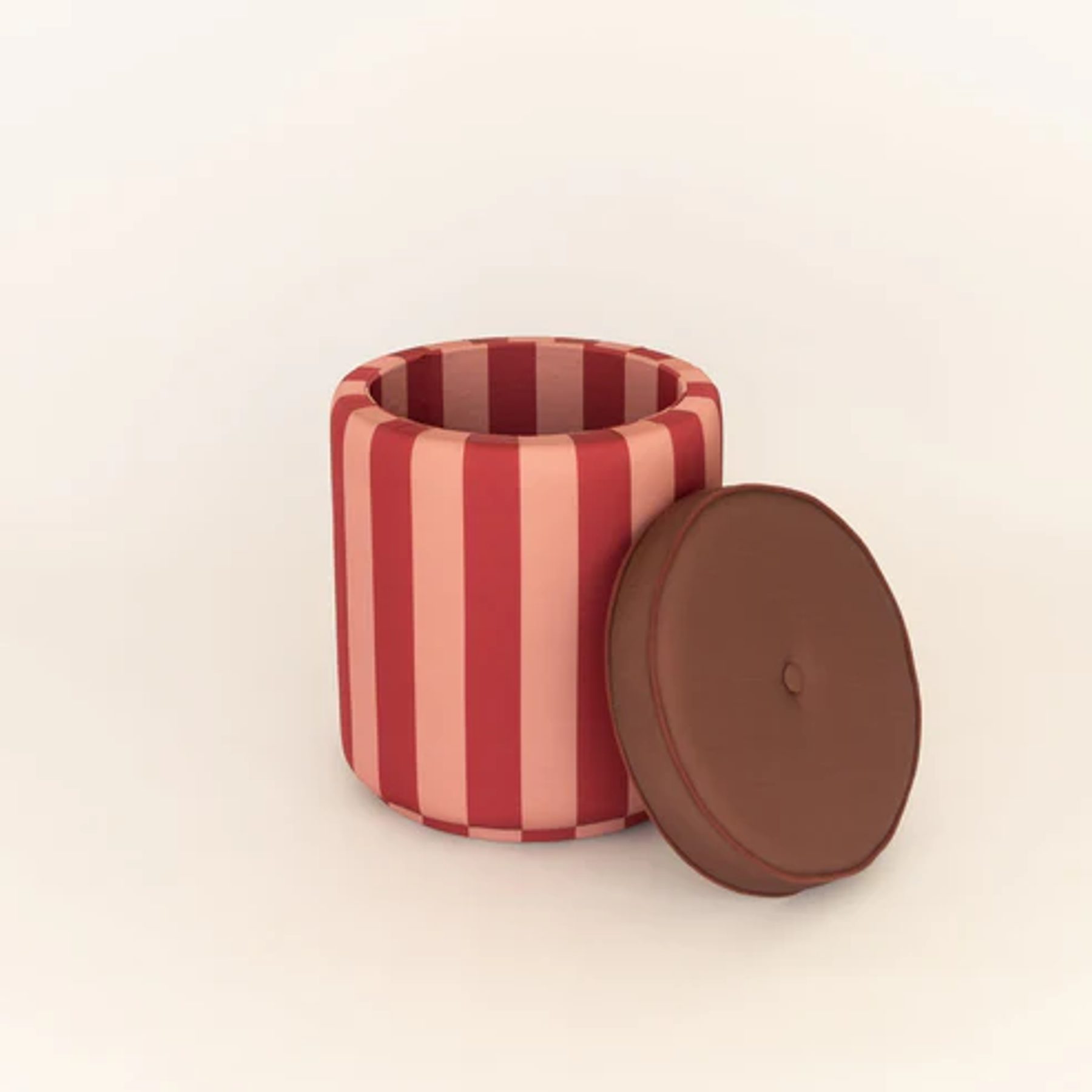 Puff Listrado Rosa Vintage & Vinho Tinto 2