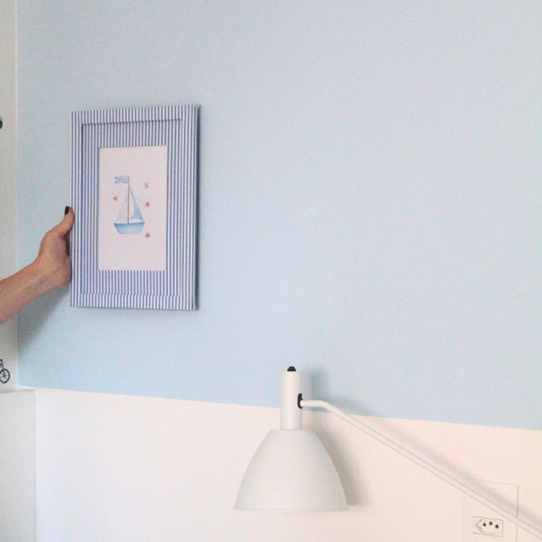 Quadro De Tecido Listrado Azul 4