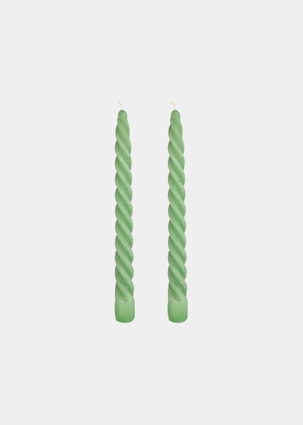 Dupla Vela Castiçal Twist Verde Claro
