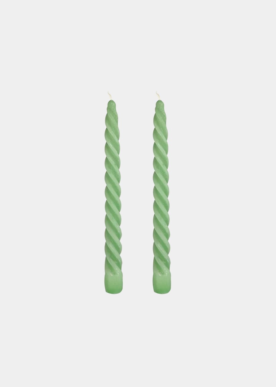 Dupla Vela Castiçal Twist Verde Claro