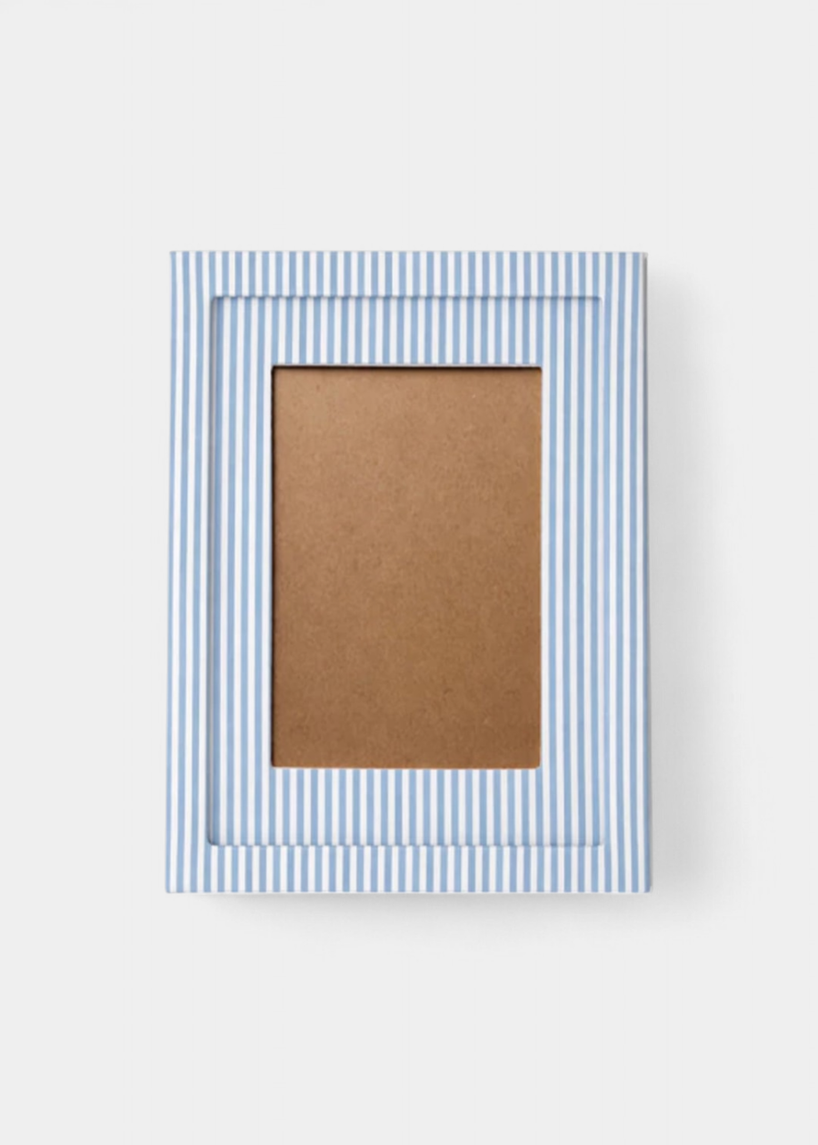 Quadro De Tecido Listrado Azul