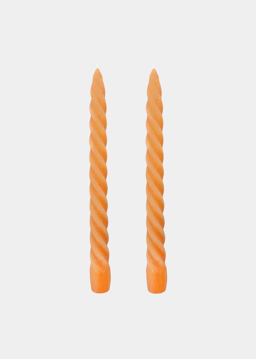 Dupla Vela Castiçal Twist Laranja