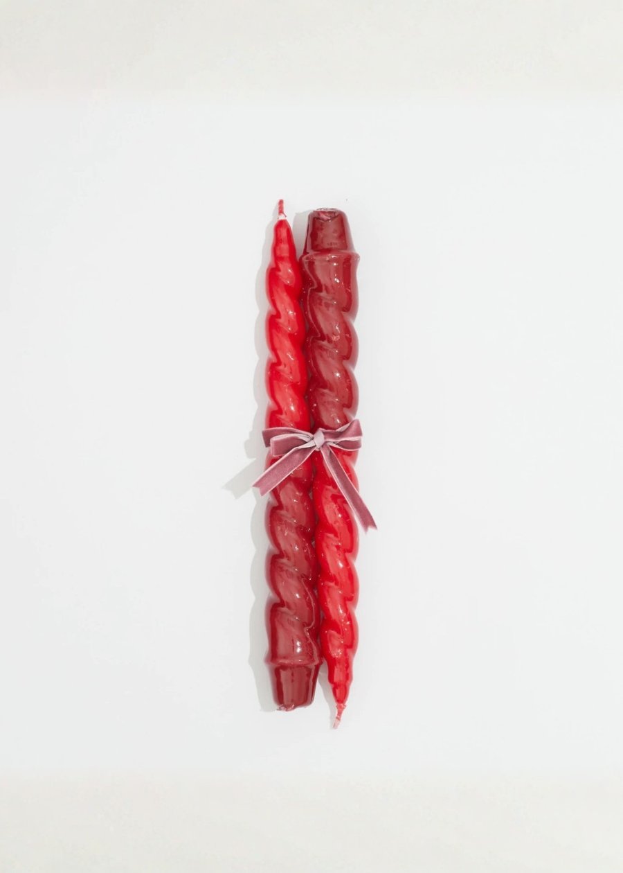 Dupla de Vela Castiçal Duex Vermelho E Vinho