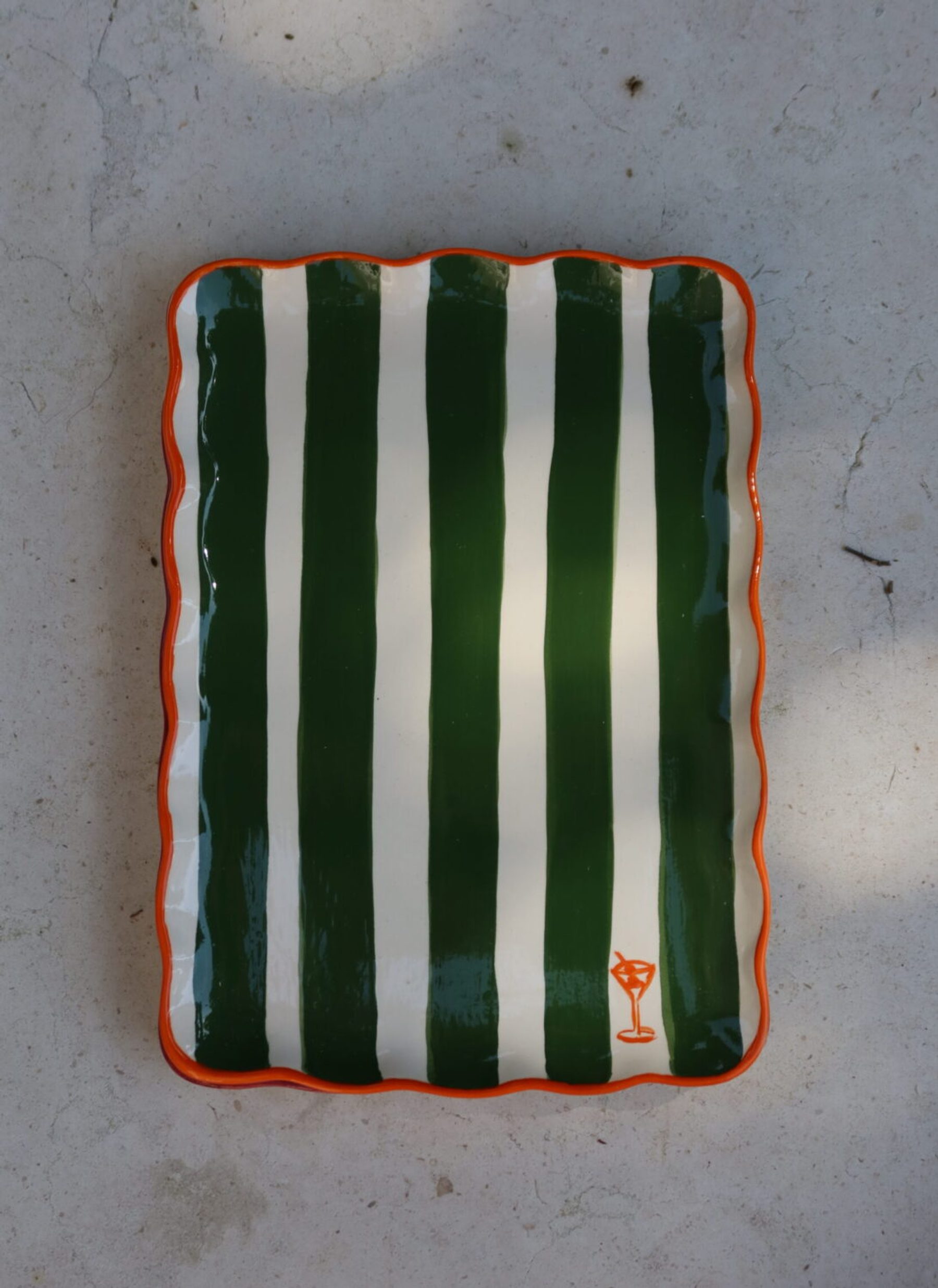 Travessa Stripes Musgo & laranja 2