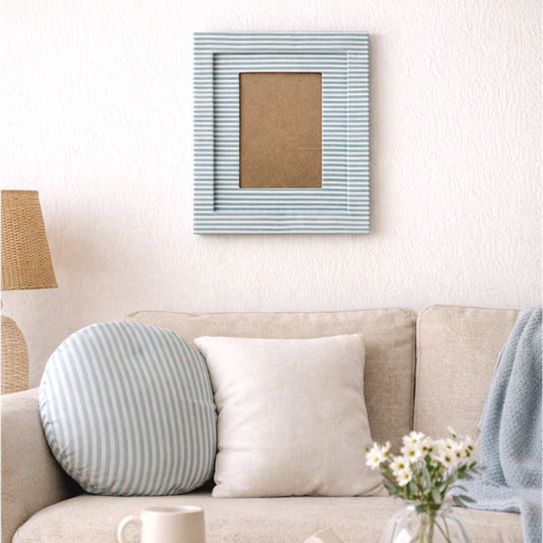 Quadro De Tecido Listrado Verde 3