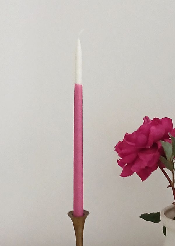 Par De Velas Rainhas Bicolor Branco E Fucsia